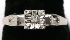 Vintage White Gold Ring with Diamond Accent