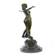 Belly Dancer Bronze Figurine on Marble Base Sculpture