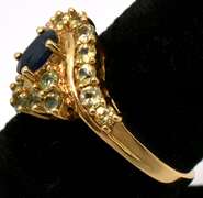 Glittering Sapphire & Topaz Ring in 14KT Yellow Gold