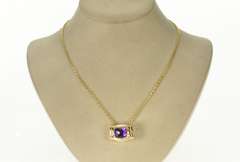 14K Yellow Gold Faceted Amethyst Ornate Statement Slide Pendant