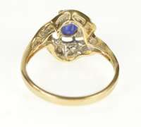 14K Yellow Gold 1.32 Ctw Oval Sapphire Diamond Engagement Ring