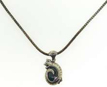 Vintage 925 sterling silver lizard wrap around malachite pendant with beautiful signed Italian chain