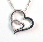 Diamond Heart Pendant & Chain, Sterling