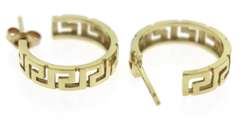 Fabulous Greek Key Hoop Yellow Gold Earrings