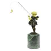 Little Girl Fishing Bronze Sculpture