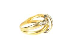 10K Yellow Gold 0.33 Ctw Curvy Channel Criss Cross Statement Ring