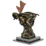 Forest Fairy Bronze Sculpture on Marble Base Figurine