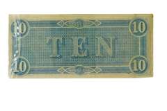 $10 Confederate Note Feb 17 1864 T-68 AU 50 EPQ