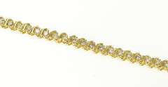 14K Yellow Gold 2.50 Ctw Diamond Inset Wavy Pattern Tennis Bracelet