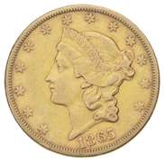 1865-S $20.00 Liberty Head Gold Double Eagle