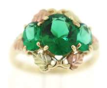 Fancy Green CZ Black Hills Gold Ring