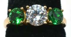 Sparkling Emerald & CZ Ring in 14KT Yellow Gold