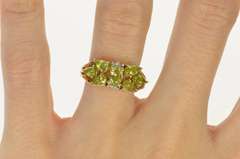 14K Yellow Gold Peridot Pear Cluster Statement Diamond Accent Ring