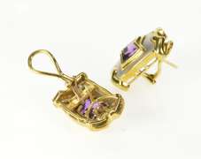 14K White Gold Two Tone Fancy Amethyst Statement French Clip Earrings