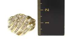 10K Yellow Gold Wavy Channel Diamond Encrusted Statement Ring