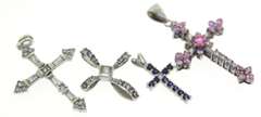 Lot of 4 Sterling Silver Cross Pendants