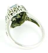 Sterling Filigree Blue Topaz Ring, Size 7.5