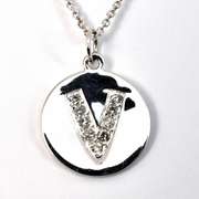 Diamond "V" Pendant Necklace in 14K White Gold