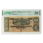 $10 Confederate Note Feb 17 1864 T-68 AU 50 EPQ