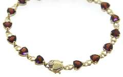 Stunning Yellow Gold Garnet Heart Bracelet