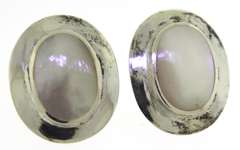 Sterling Silver Oval Mop Earrings