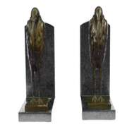 Bird Bronze Sculpture on Marble Base Statue