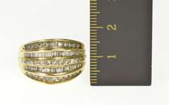 10K Yellow Gold Diamond Encrusted Tiered Statement Band Ring