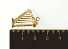 14K Yellow Gold 3D Harp Instrument Music Musician Charm/Pendant