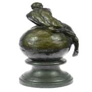 Nude Male Resting on Top of the World Bronze Sculpture