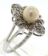 Gorgeous 14kt WG 7mm Pearl & Diamond Accent Ring