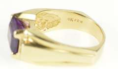 14K Yellow Gold Emerald Cut Amethyst Diamond Accent Fashion Ring