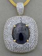 Ravishing Colossal 64.0CT Star Ruby & 12.0CTW White Sapphire Necklace, Vermeil