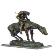 American Indian Man on Horse Bronze Sculpture