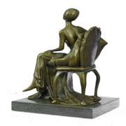 A Maiden Sitting on A Chair Bronze Sculpture