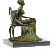 A Maiden Sitting on A Chair Bronze Sculpture