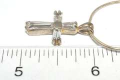 Cross Pendant with CZs and Chain in Sterling Silver