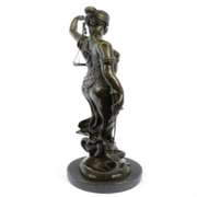 Blind Justice Lady Bronze Sculpture on Marble Base Statue