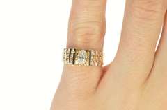 14K Yellow Gold 0.74 Ctw Marquise Diamond Channel Engagement Ring