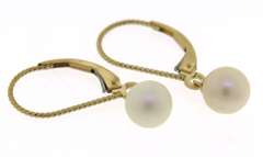 Chic 14kt YG Rope Pearl Drop Earrings