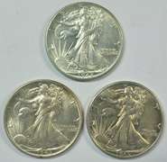 Choice BU 1942, 1943, & 1945 Walking Liberty Halves
