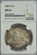 Scarce choice BU 1887-S Morgan Silver Dollar. NGC MS63