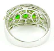 Wide Chrome Diopside & Sapphire Sterling Ring, Size 10
