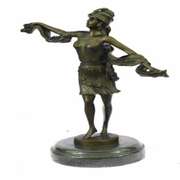 Dancer Bronze Sculpture on Marble Base Figurine