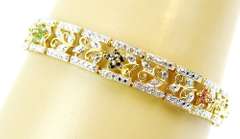 Sterling Ruby Emerald & Sapphire Filigree Bracelet