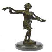 Dancer Bronze Sculpture on Marble Base Figurine