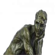 Nude Male Resting on Top of the World Bronze Sculpture