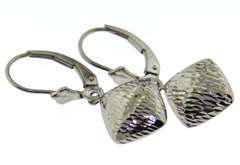 cute Diamond Cut White Gold Dangle Earrings