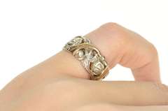 14K White Gold 9.3mm Victorian Etched Scroll Wedding Band Ring