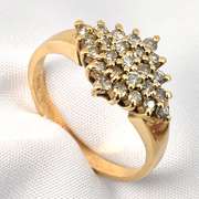 Attractive Kite Shaped Diamond Cluster Ring