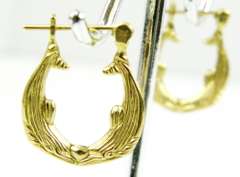 14K Gold Double Dolphin Hoop Earrings